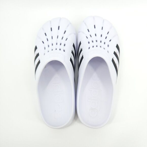 Adidas Adilette Clog White Black Mens Size 12 Women 13 Sandal Slide - Picture 8 of 9